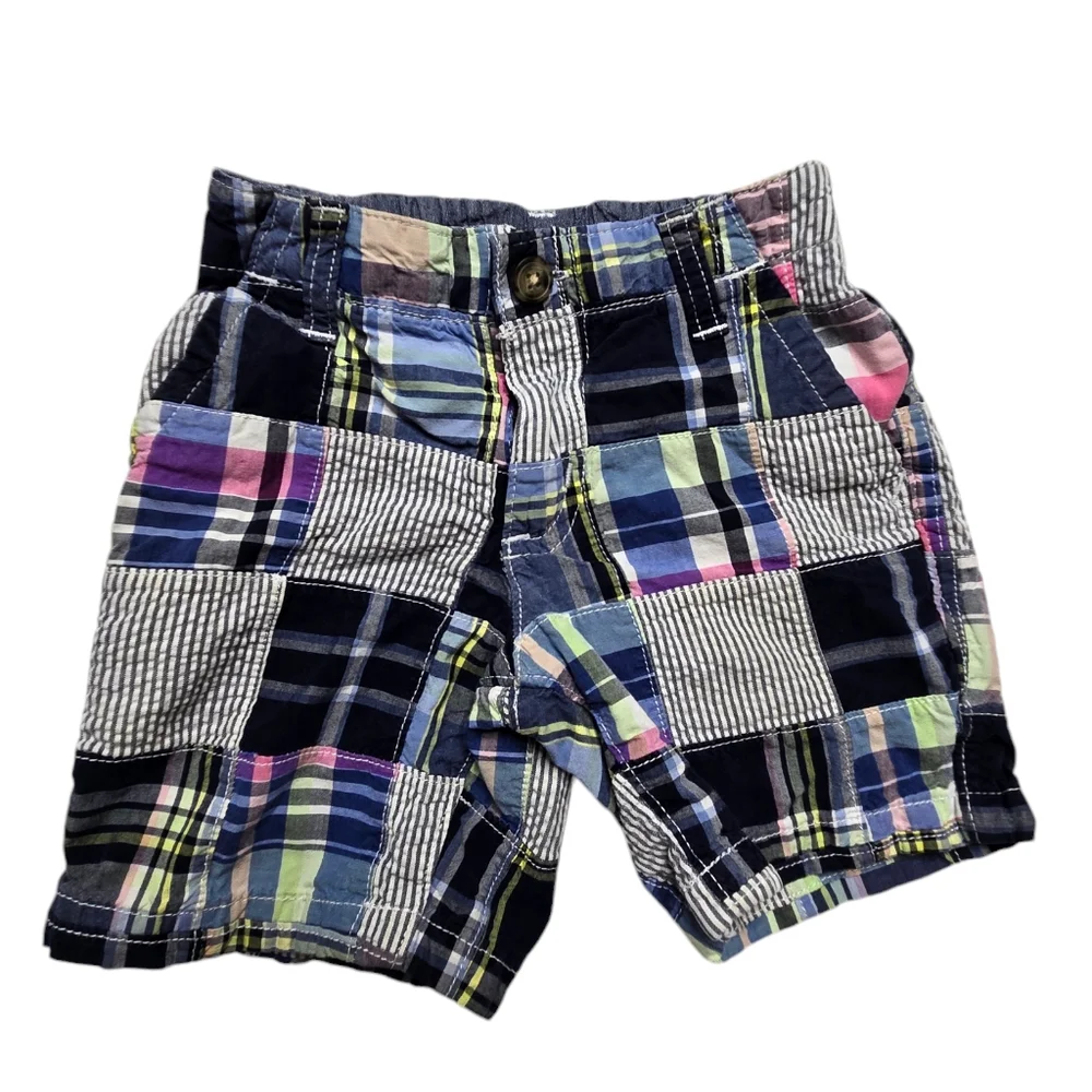 Gymboree Dressed Up plaid patchwork boys 18-24m shorts